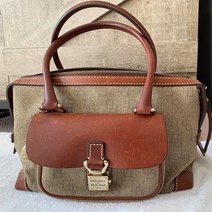 Dooney & Bourke anniversary signature fabric leather trim satchel handbag